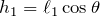 Rendered by QuickLaTeX.com $$h_1=\ell _1 \cos \theta$$
