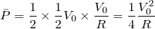 $$\bar{P}=\frac{1}{2}\times \frac{1}{2}V_0\times \frac{V_0}{R}=\frac{1}{4}\frac{V_0^2}{R}$$