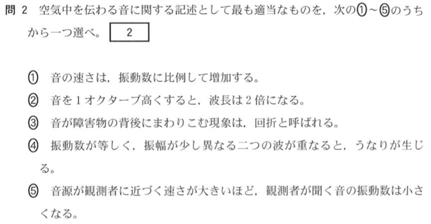 センター18物理第１問 問２ 音波の性質 理科が好き Com